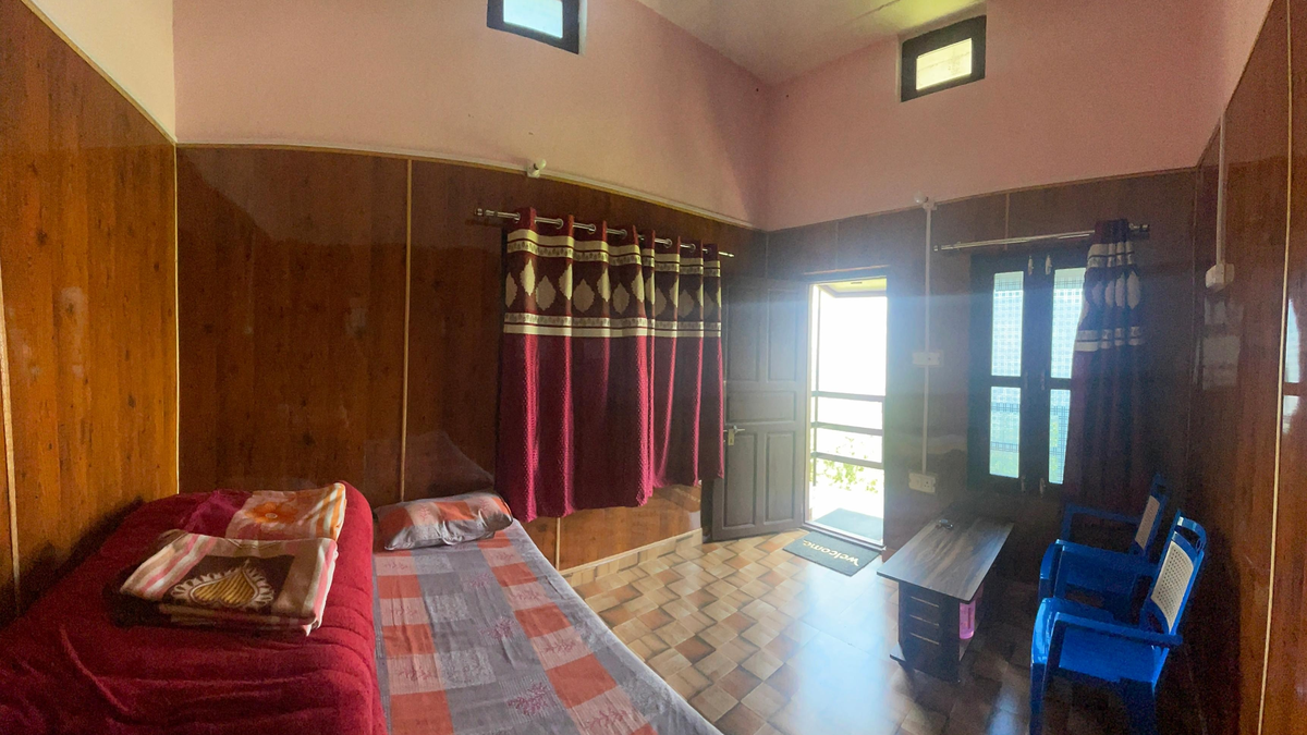 Pine-Wood Panelled Mountain Guest Room